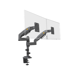 [H180GNB] Montaje De Escritorio Articulado Para 2 Monitores De 17 A 27" /  Soporta Hasta 9kg Por Monitor / Vesa 75 X 75 / 100 X 100 / Acero / Rotación: 360°