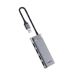 [15548] Hub Usb-a 3.2 Gen1 4 En 1 | 4 Puertos Usb-a (5gbps) | Carcasa Abs + Pc | Soporta Otg | Luz Indicadora Led | Cable De Nylon Trenzado De 20cm (mas De 20000 Flexiones) | Interfaz Niquelada | Color Gris Metalizado.