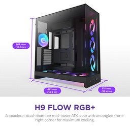 [CM-H92FB-P1] Gab Nzxt H9 Flow 2 Rgb Black, Atx2.5x6,3.5x2, 2usb 3.2 Tipo A, Usb3.2 Tipo C