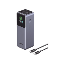 [35525B] Power Bank De 25000mah | 3 Salidas 200w Max. | Usb-a + 2 Usb-c | Pd 3.0, Qc3.0 | Fcp | Scp | Pantalla Inteligente | Carcasa Ignifuga | Color Gris | Incluye Cable Usb De 50cm | Carga Tu Laptop De Manera Segura.