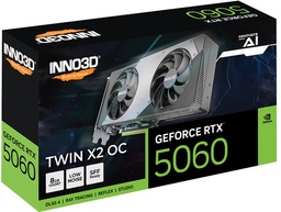[N50602-08D7X-195070N] Gpu Inno3d Nvidia Geforce Rtx 5060 Twin X2 Oc 8gb Gddr7 128bit Pci Express 5.0 Black