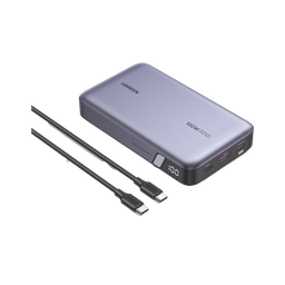 [25188] Power Bank De 20000mah | 3 Salidas 100w Max. | Usb-a + 2 Usb-c | Pd 3.0 | Qc3.0 | Fcp | Scp | Pantalla Inteligente | Carcasa Ignifuga | Color Gris | Incluye Cable Usb De 50cm | Carga Tu Laptop De Manera Segura.