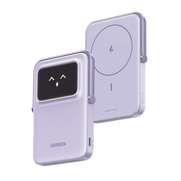 [35606] Power Bank Inalambrico | 5000mah | 7.5w  |  Con Emojis De Estado | Carga Rápida Usb-c Bidireccional  | Pantalla Tft  Inteligente | 13 Niveles De Proteccion | Con Holder | Color Purple.