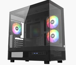 [X-CS-AURORAX-50-B] Gabinete Xyz Aurorax 50 3 Vent 120mm Crist Temp/ Malla Atx Black