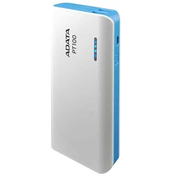 [4712366961128-A] CARGADOR PORTATIL ADATA PT100 BLANCO/AZUL (APT100-10000M-5V-CWHBL)