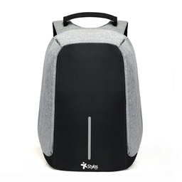 [7503024582895-S] Mochila  Stylos Antirrobo Plata/ Compartimentos Cargador Usb (stabap1s