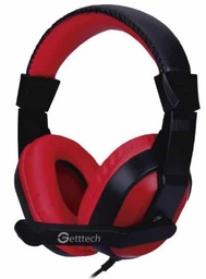 [GH-2100] Diadema Headset Getttech Gh-2100 Stream 3.5mm/mic Retractil/negro/rojo