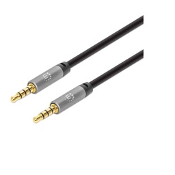 [356008] Cable  Manhattan Audio Estereo 3.5mm M-m 3.0m Negro/plateado 356008