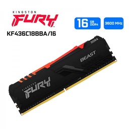 [740617319064-K] Memoria                                                                                                                                                                                                                                                                                                                                                                                                            Ddr4 Kingston Furybeast Rgb 16gb 3600mhz Dimm (kf436c18bba/16)