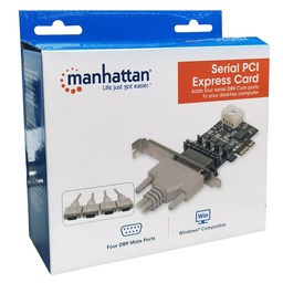 [766623153584-M] Tarjeta Manhattan Serial Pci Express De 4 Puertos Db9 Macho 153584