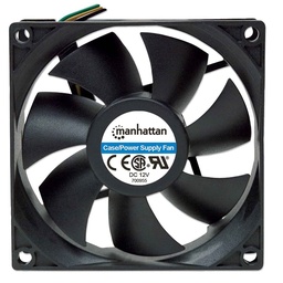 [766623162013-M] Ventilador Gabinete/fuente Manhattan 80mm Negro 3 Pin 700955