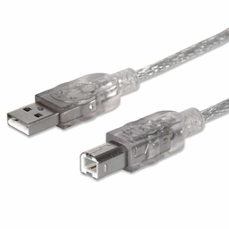 [766623340458-M] Cable  Usb V2.0 Manhattan A-b  3.0m, Plata 340458