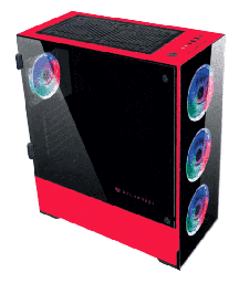 [Dim-BR-932257] GABINETE PARA GAMING ACTECK BALAM RUSH RGB CRISTAL TEMPLADO THINOS GSX9000 ROJO BR-932257