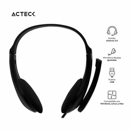[AC-932240] Diadema                                                                                                                                                                                                                                                                                                                                                                                                                                                                                                                                                                                                                                                                                                                                                                               Acteck Estereo 2.0 Alambrico Usb Ajus Discover Hu230 Ac-932240