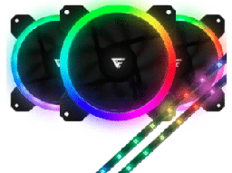 [Dim-28285] KIT VENTILADORES GAME FACTOR FKG400 3 VENTILADORES 120MM RGB +CONTROLADOR+2TIRAS RGB+ CONTROL REMOTO