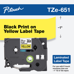 [TZE651] Cinta Brother Tze651 Laminada Estandar Negro / Amarillo 24mm X 8m
