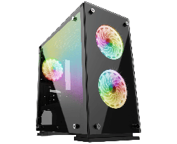 [Dim-CSG 550] Gabinete     Gamer Game Factor Csg-550 Acero Templado Micro Atx Negro