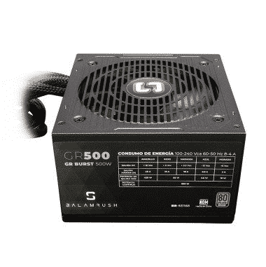 Fuente de Poder Balam Rush GR500 - 500W - ATX - 20+4 Pines - 5 SATA - 80 PLUS Bronze