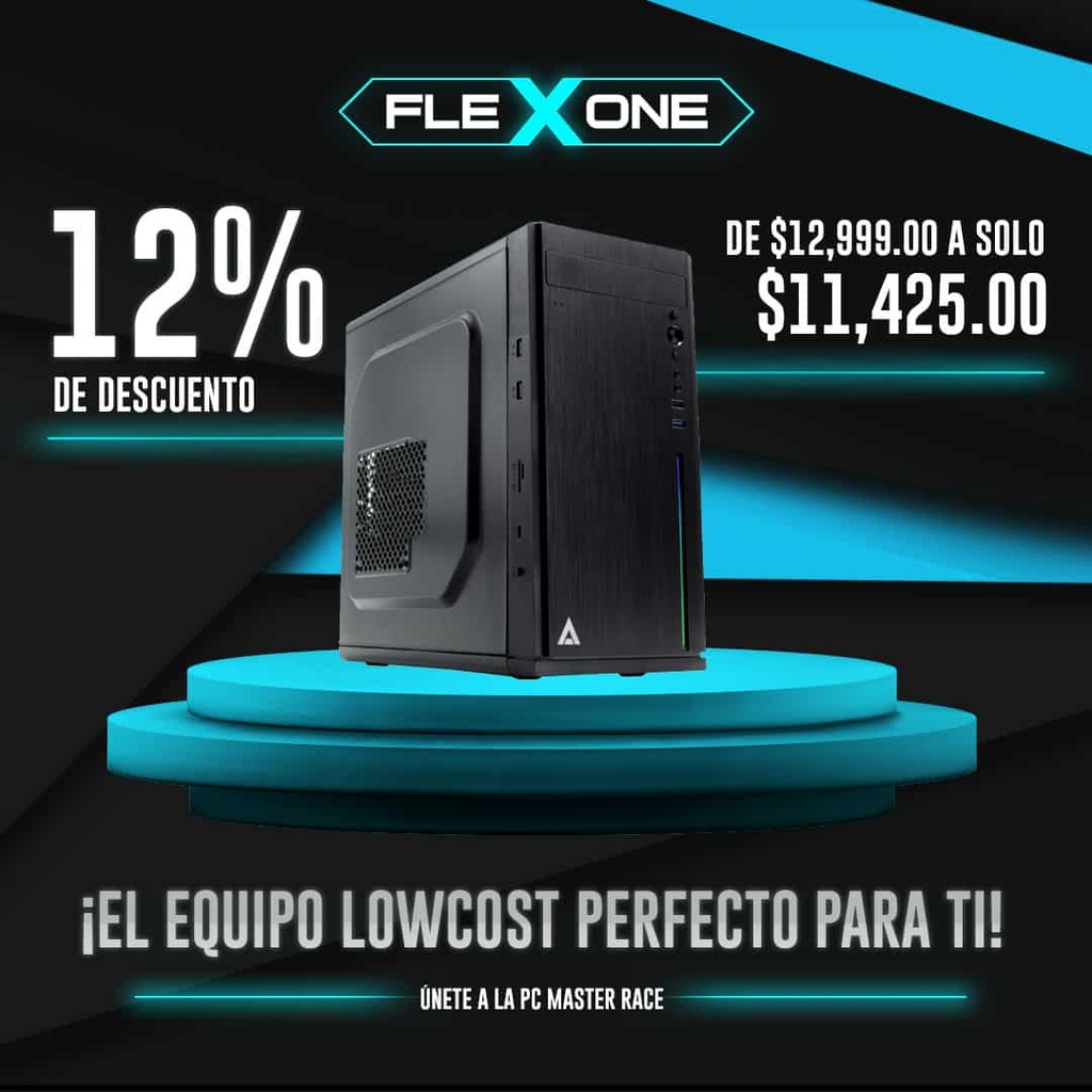 COMPUTADORA FLEXONE AMD RYZEN 4700S 8 CORES 16GB RAM GRAFICOS RX550 2GB SSD WD 480GB GABINETE GABINETE ACTECK FUSION X500 500GW RGB
