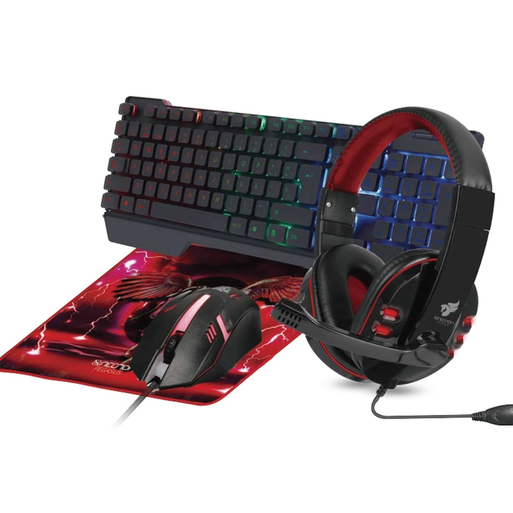 Kit                                                                                                                                                                                                                                                                                                                                                                                                                                                                                                                                                                            Gaming Necnon 4 En 1 Ngc-pegasus Aud,tecl,mouse Rojo Nbcgpg0241