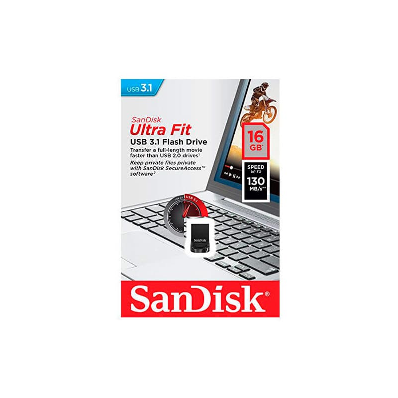 Memoria                        Flash Sandisk Ultra Fit 16gb Negro Usb 3.1 (sdcz430-016g-g46)
