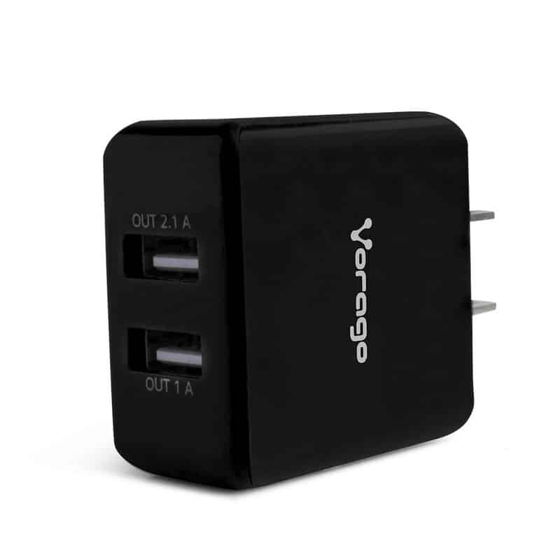 Cargador Para Pared Vorago 2 Puertos Usb 2.0 Negro Au-106-bk