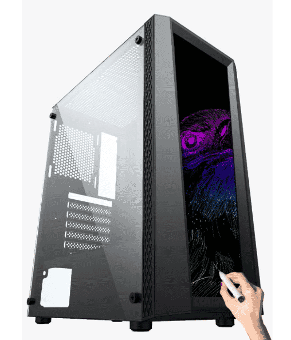 Gabinete  Atx Para Gaming Yaguaret Creepy Atx RGB Frontal Panel Frontal Con Superficie Para Dibujar Con Plumón