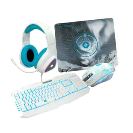 Kit                                                                                                                                                                                                               4en 1 Gamer  Vortred V-930457 - Usb, Juego, Blanco/cian