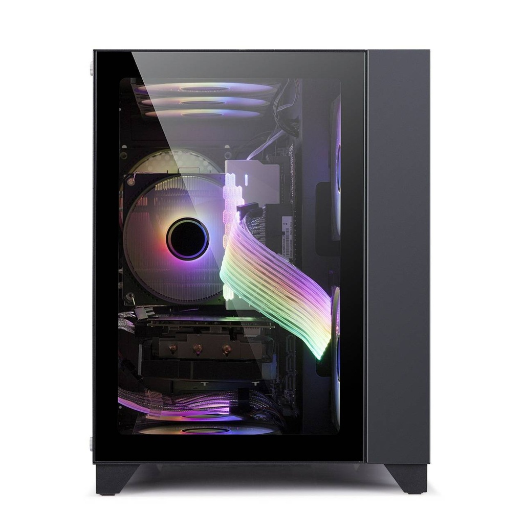 Gabinete                                                                                                                                                                                                                     Gamer Game Factor Csg570 Matx Fishtank - Doble Cristal, Usb 3.0, S/fte, Negro