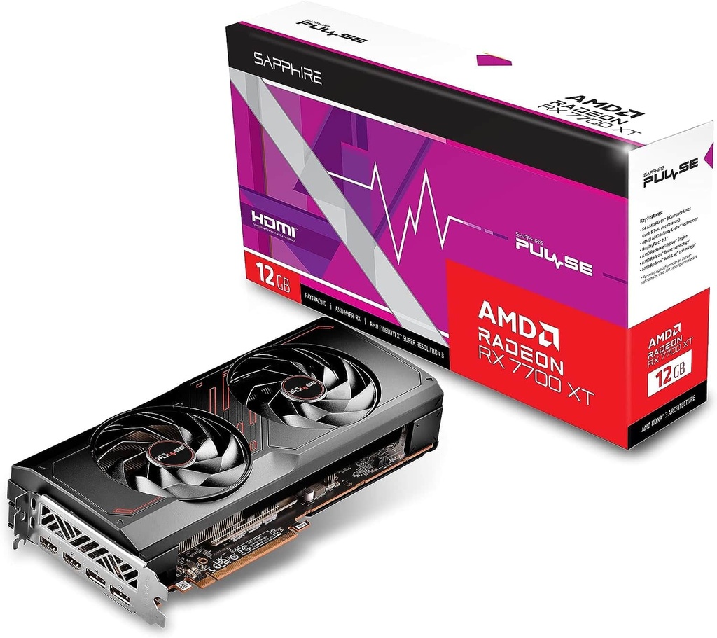 Tarjeta           De Video Sapphire Pulse AMD Radeon Rx 7700 XT 12gb GDDR6  AMD RDNA 3 11335-04-20g