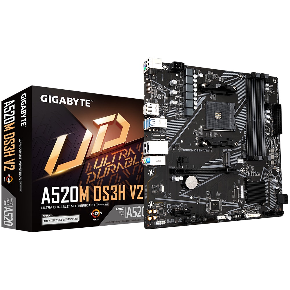 Motherboard                                                                               Gigabyte A520m Ds3h V2- Ddr4, 128 Gb, Amd, Micro Atx Pue