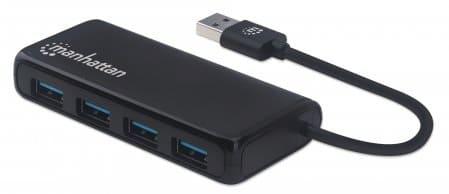 Conector                                                                                                                                                                                                                                                                                                                                                                                                                                         Múltiple De 4 Puertos Para Usb Manhattan 164900 - Udb Tipo-a, 5 Gbps, Negro