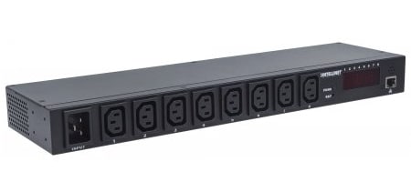 Barra                                                                                                                                                                                                                                                                                                                                                                                                                                                                     Multicontactos Intellinet 8 Salidas Para Montaje En Rack De 19" - Metal, Negro, Metal