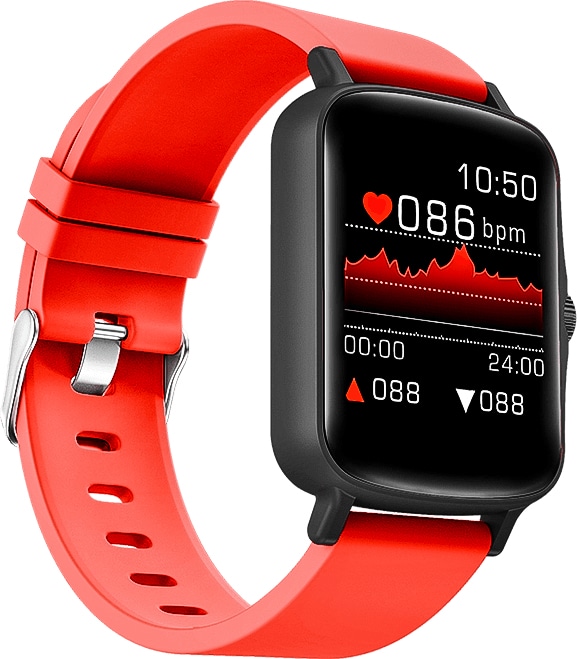 Smartwatch                                                                                                                                                                                                                                                                                                                                                                                                                                    1.44 Touch Ip67 Bt Android/ios Notificaciones Localizador Calorias Podometro Oxigeno Presion Art. F Cardiaca 72h Negro-rojo -