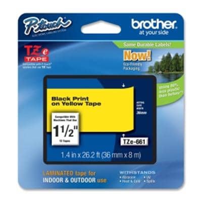 Etiqueta                                                                                                                                                                                                                                  Amarilla Continua Laminada Brother Tze661 - De 36 Mm De Ancho X 8 Mts De Largo. Impresión En Negro.