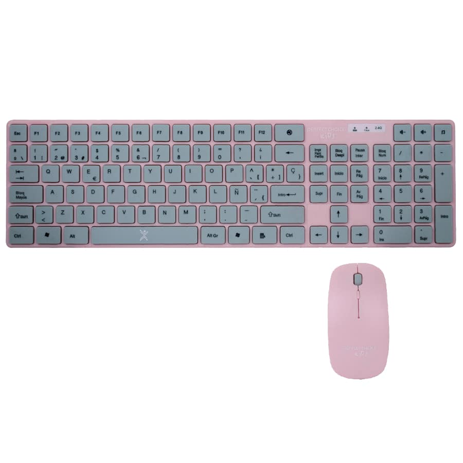 Kit                                                                                                                                                                                          Inalámbrico Teclado+mouse Perfect Kids Balloon Rosa Pc-201069 -