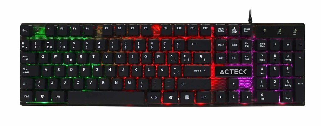 Teclado                                                                                                                                      Gaming Acteck Aurean X - Usb, Estándar, Negro, Multicolor