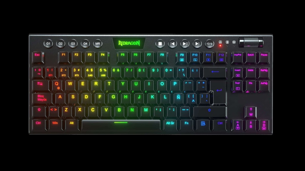 Teclados                                                                                                                                           Redragon Horus Tkl K621-rgb-sp Bl - Alámbrico E Inalámbrico, Español, Negro, Multicolor