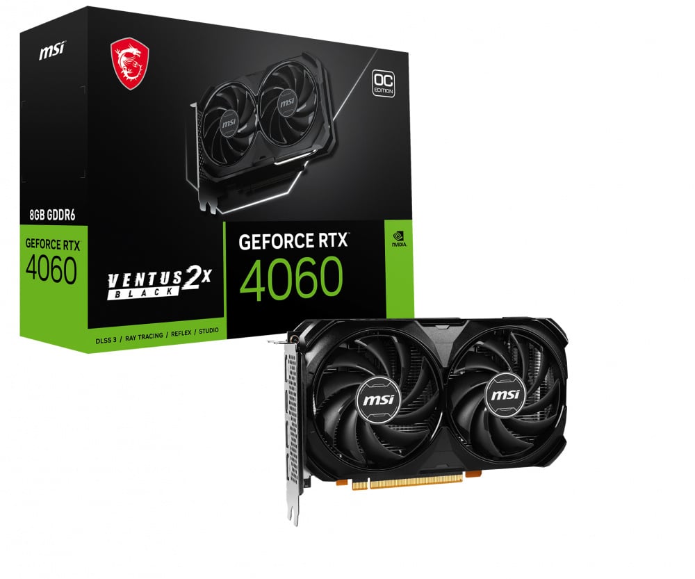Tarjeta            De Video MSI Nvidia Geforce RTX 4060 Ventus 2x Black 8g Oc, 8gb 128-bit Gddr6, PCI Express 4.0