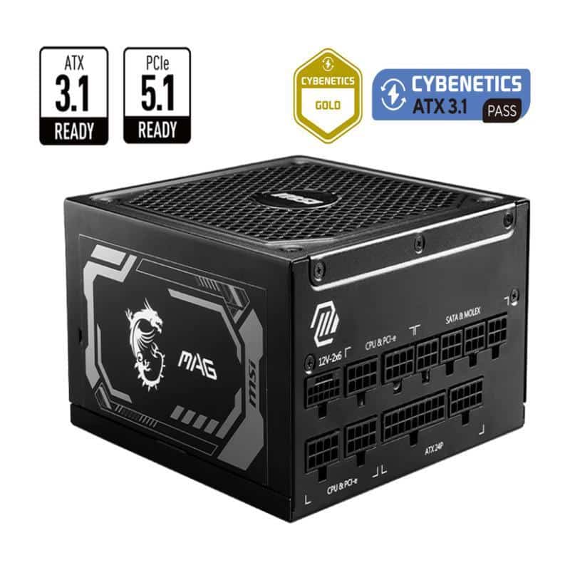 Fuente De Poder Msi Mag A1250gl Pcie5 1250w 80 Plus Gold Full Modular