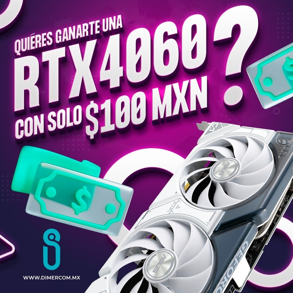 Gana una Tarjeta De Video Asus Dual-rtx4060-o8g-white Ddr6/dlss3/nvidia/hdmi por solo $100 pesitos (sorteo)