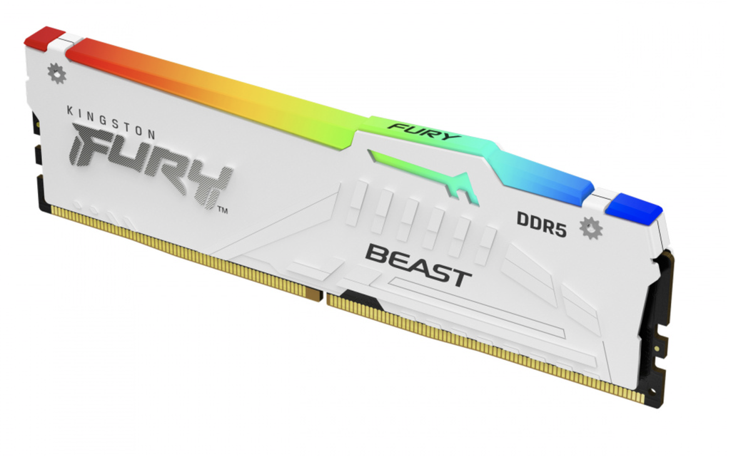 MEMORIA RAM KINGSTON DIMM DDR5 16GB 6000MT/S FURY BEAST WHITE EXPO RGB CL30 288PIN 1.4V C/DISIPADOR DE CALOR P/PC/GAMER/ALTO RENDIMIENTO (KF560C30BWEA-16)