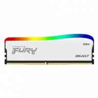 MEMORIA RAM KINGSTON DIMM DDR4 16GB 3600MT/S FURY BEAST WHITE RGB CL18 288PIN 1.35V C/DISIPADOR DE CALOR P/PC/GAMER/ALTO RENDIMIENTO (KF436C18BWA/16)