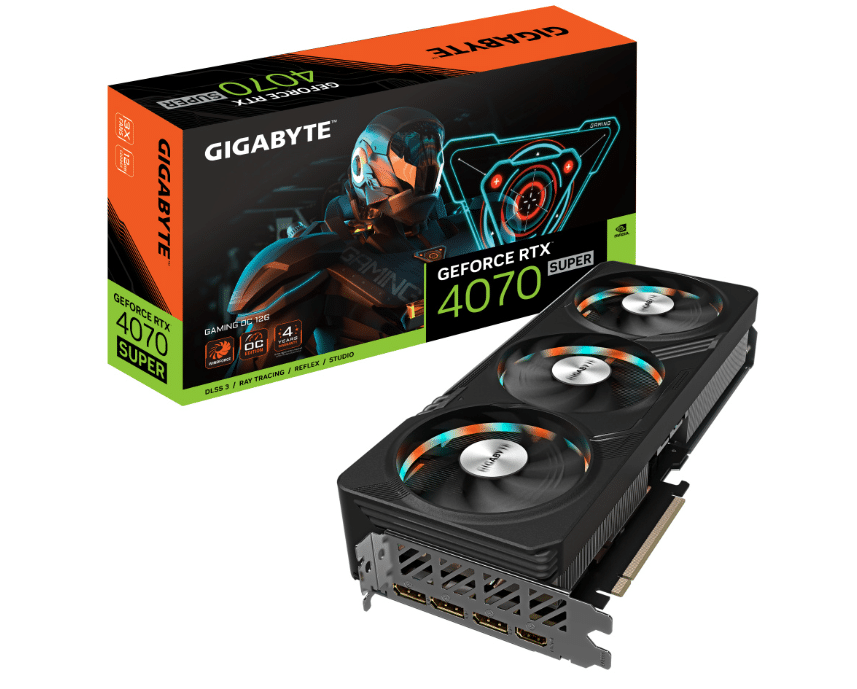 TARJETA DE VIDEO GIGABYTE NVIDIA RTX 4070 SUPER / 12GB / GDDR6X / PCI-E 4.0 / HDMI 2.1 / DP X3 / ALTA GAMA GAMER