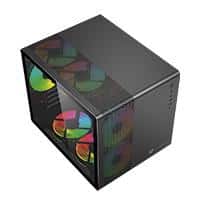 GABINETE GAMER BALAM RUSH TANK MINI GI930 / MINI ATX - ITX / MICRO ATX - MINI ITX / PANEL CRISTAL TEMPLADO - MALLA METALICA / 3X VENTILADORES RGB INCLUIDOS / PANELES REMOVIBLES / NEGRO / BR-936033