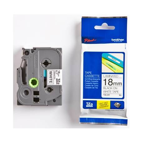 Cinta Laminada Brother Tze241 Negro Sobre Blanco 18mm