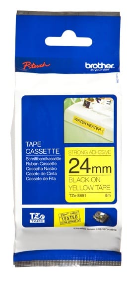 Cinta                                                                                                                                                                                                                                                          Brother Tzes651 Negro Sobre Amarillo 24mm