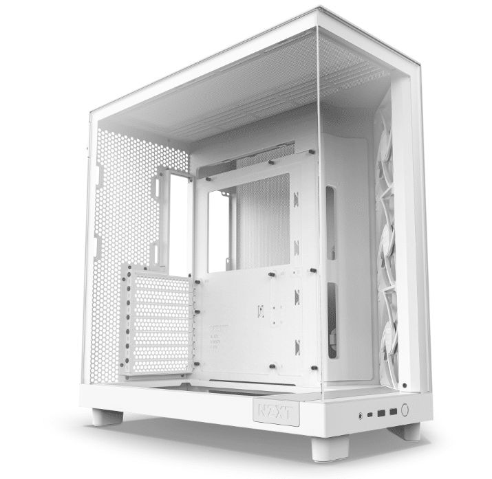 Gabinete NZXT H6 Flow con Ventana, Midi-Tower, ATX/Micro-ATX/Mini-ITX, USB 3.2, sin Fuente, 3 Ventiladores Instalados, Blanco
