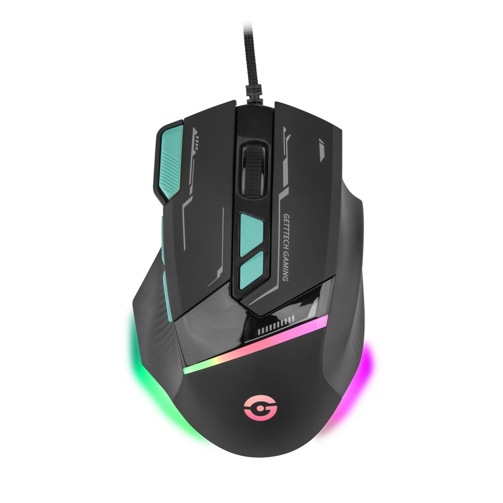 Mouse Getttech Gaming Ergonomico Negro 7200 Dpi 3m Clics 125 Hz Rgb Gpm-rgbwr-g1-bk