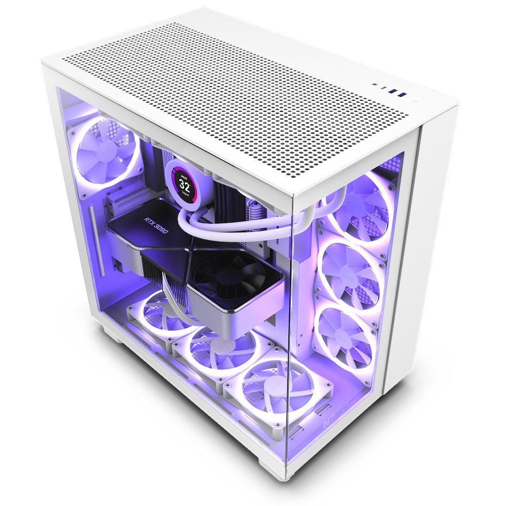 GABINETE NZXT H9 FLOW /BLANCO/VIDRIO TEMPLADO/ATX MID TOWER /CON 4 VENTILADORES/GAMER